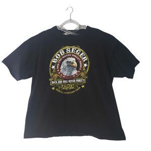 BOB SEGER Rock and Toll Never Forgets 2013 Tour Black T Shirt Mens Size 2XL